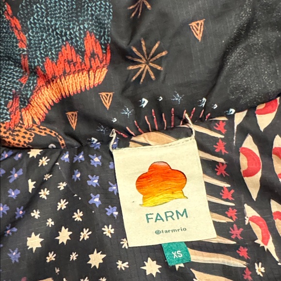 FARM Rio Black Wild Bananas Metallic Reversible Oversized Puffer Jacket - Picture 3 of 16